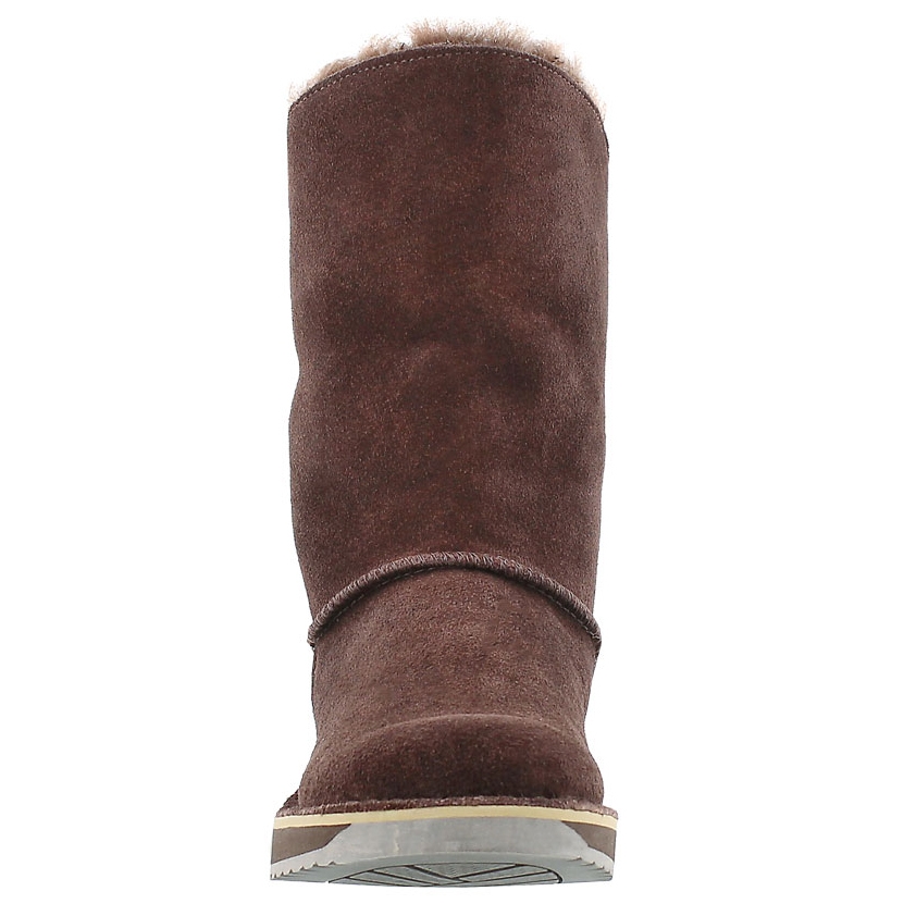 Lds Norway chocolate suede zipper boot