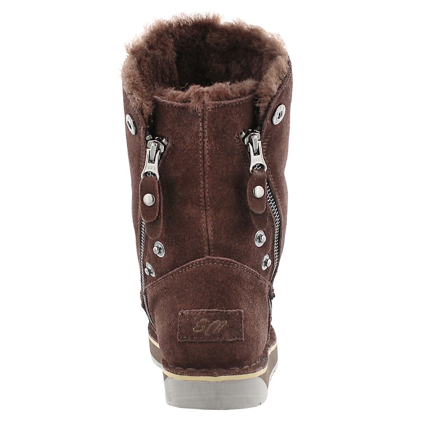 Lds Norway chocolate suede zipper boot