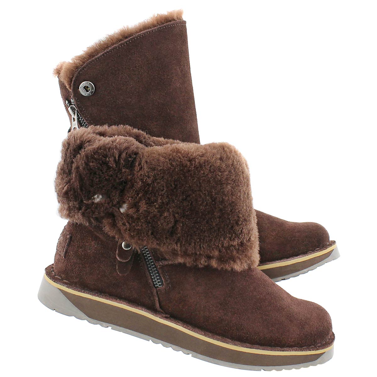 Lds Norway chocolate suede zipper boot