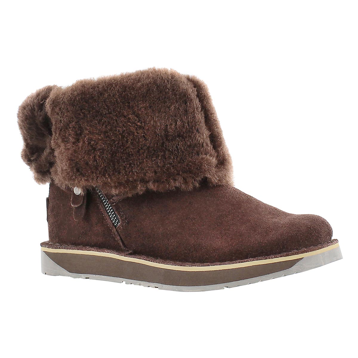 Lds Norway chocolate suede zipper boot