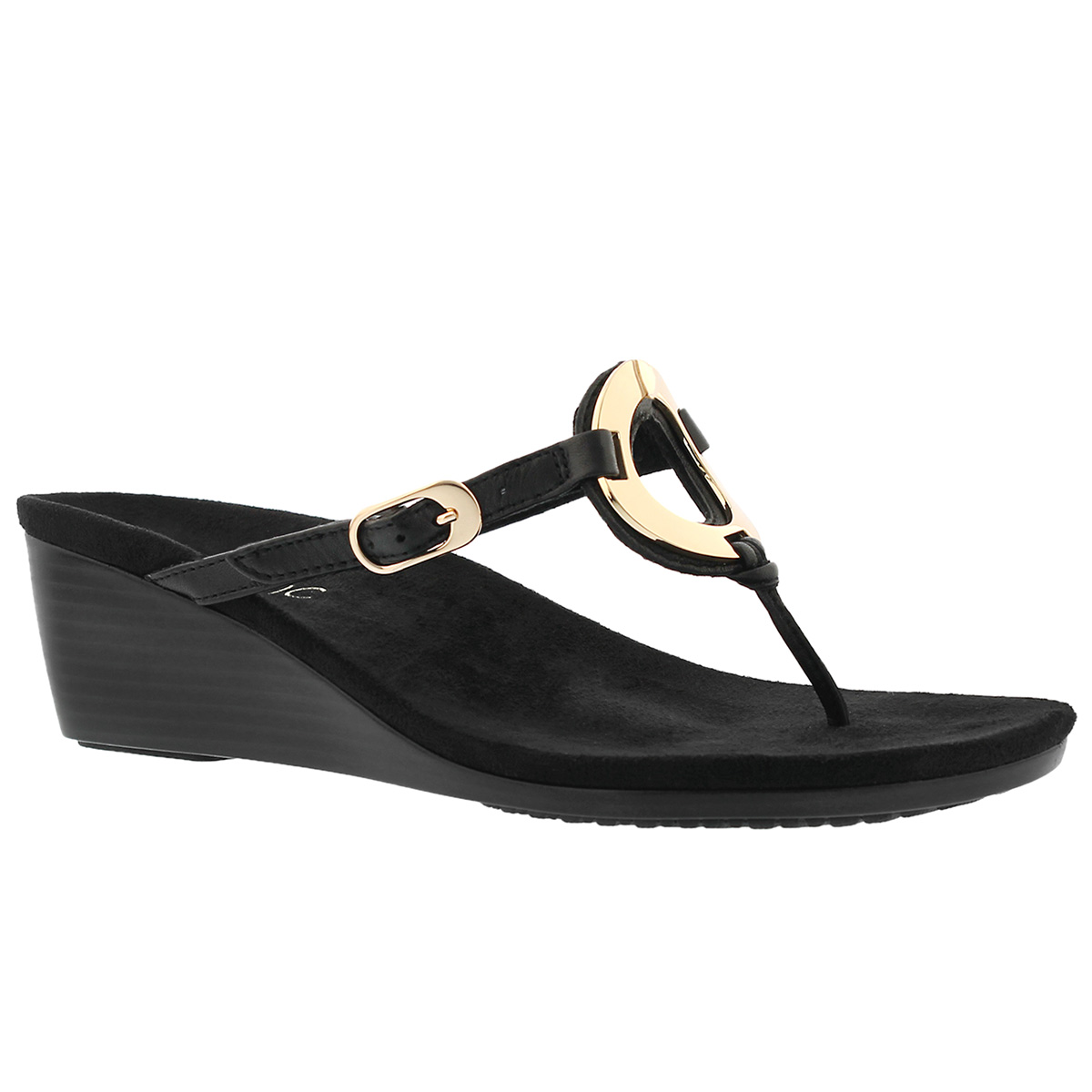 Women's ORCHID blk arch support thong wdg sandals