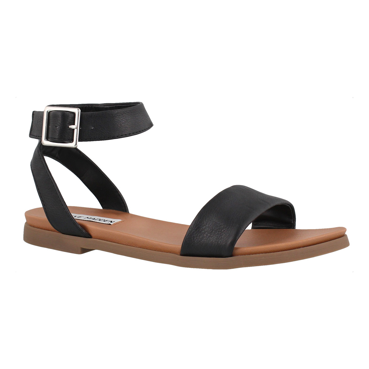 Lds Pana black ankle strap dress sndl