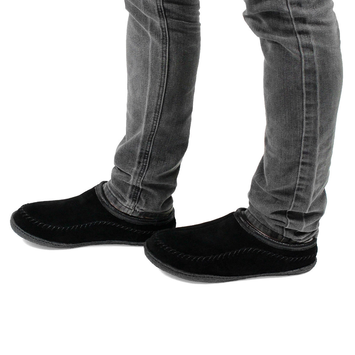 Mns Pauly III blk suede open slipper
