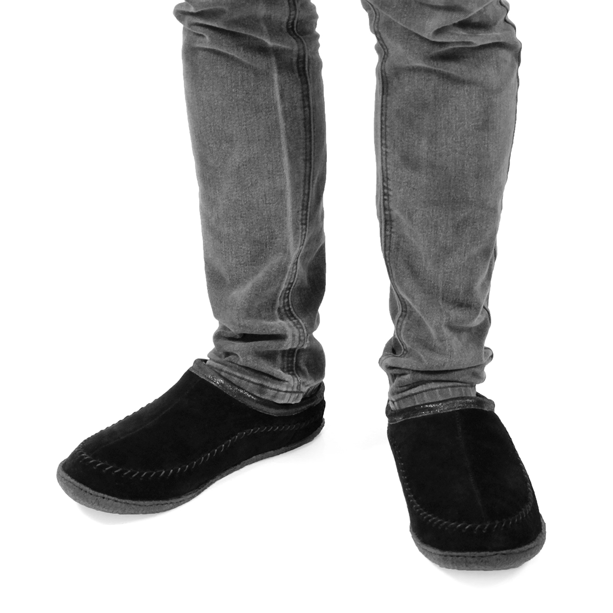 Mns Pauly III blk suede open slipper