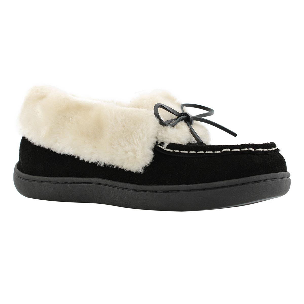 Lds Paz black suede ballerina moc