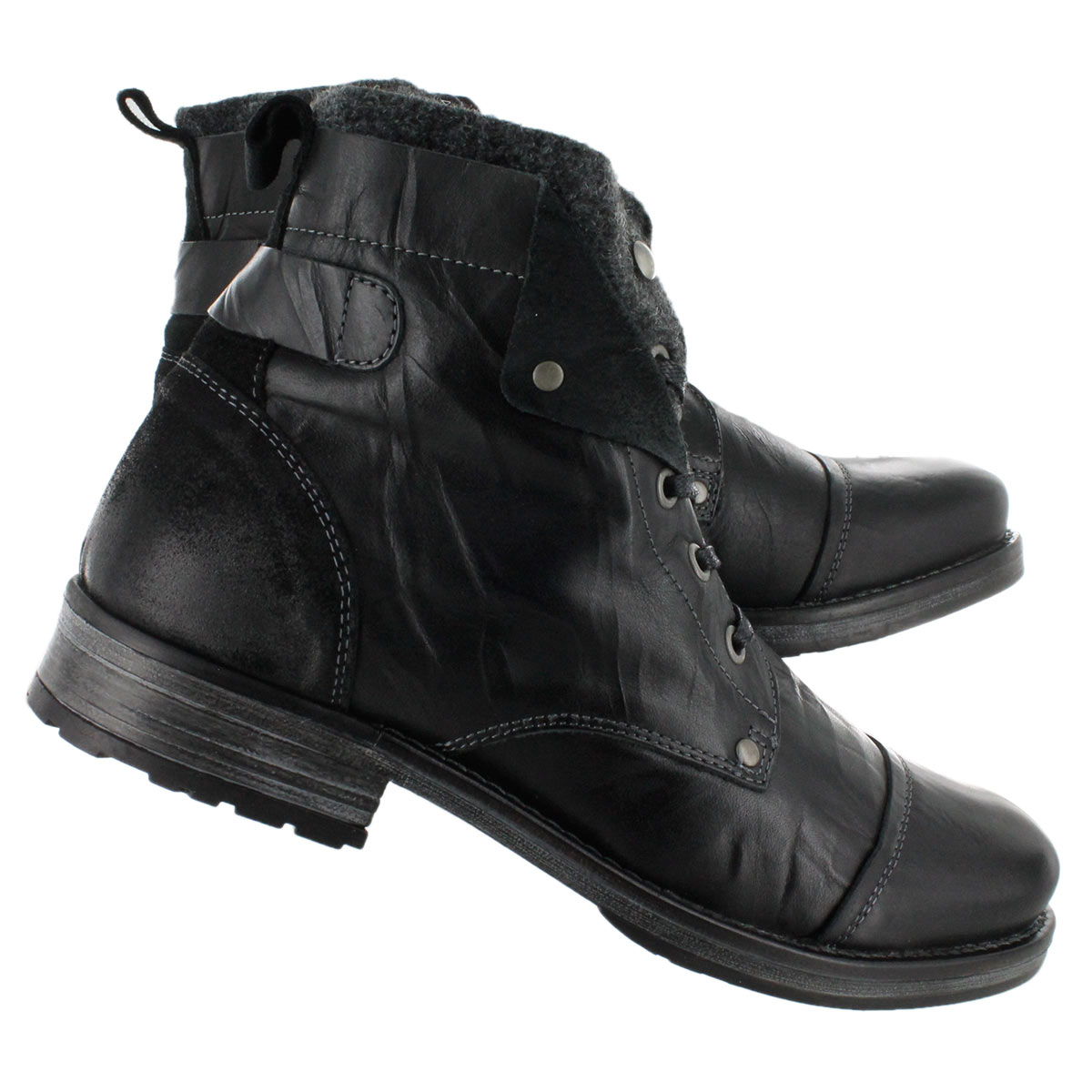 Mns Pedro blk lthr casual ankle boot