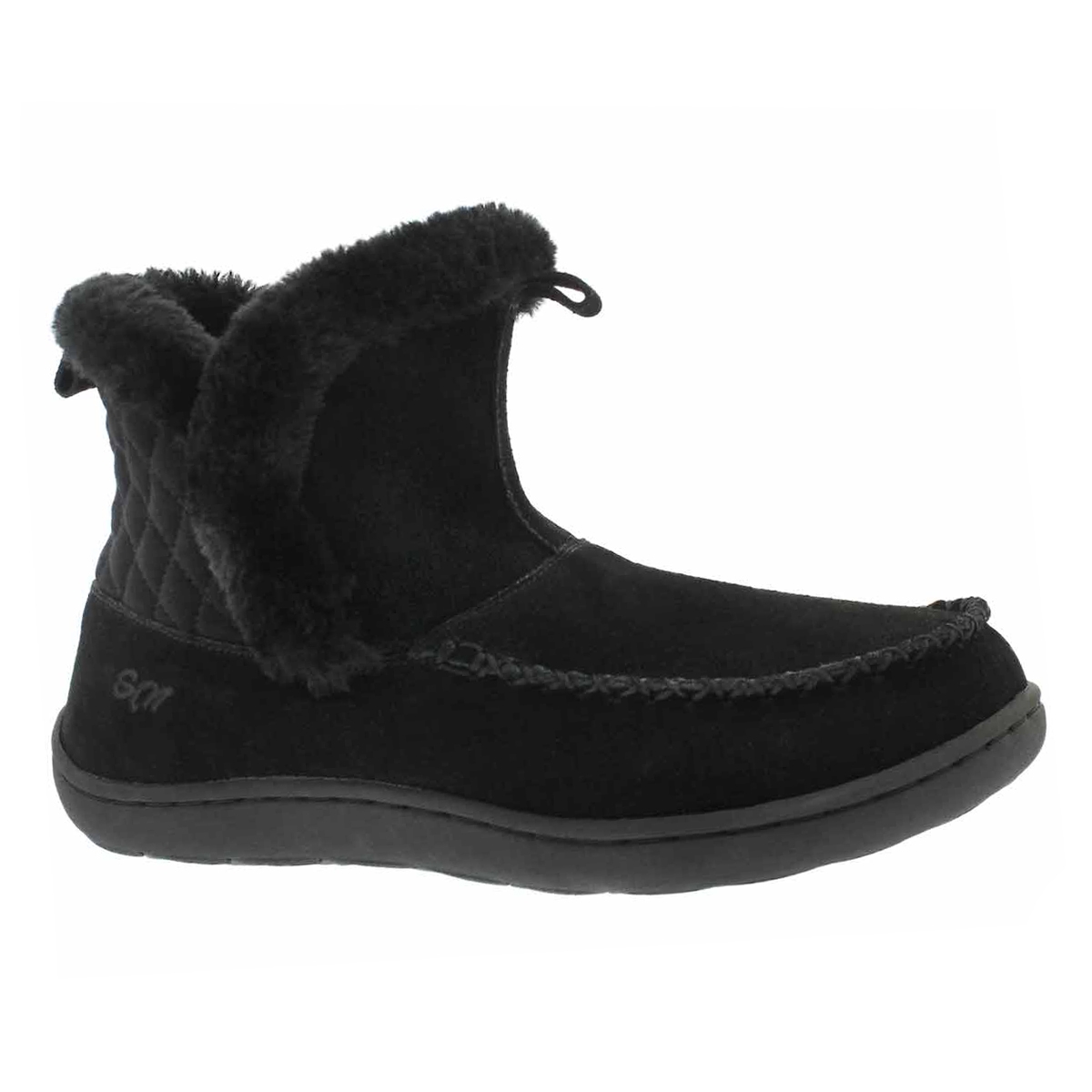 Lds Phoebe Lo blk suede slipper bootie