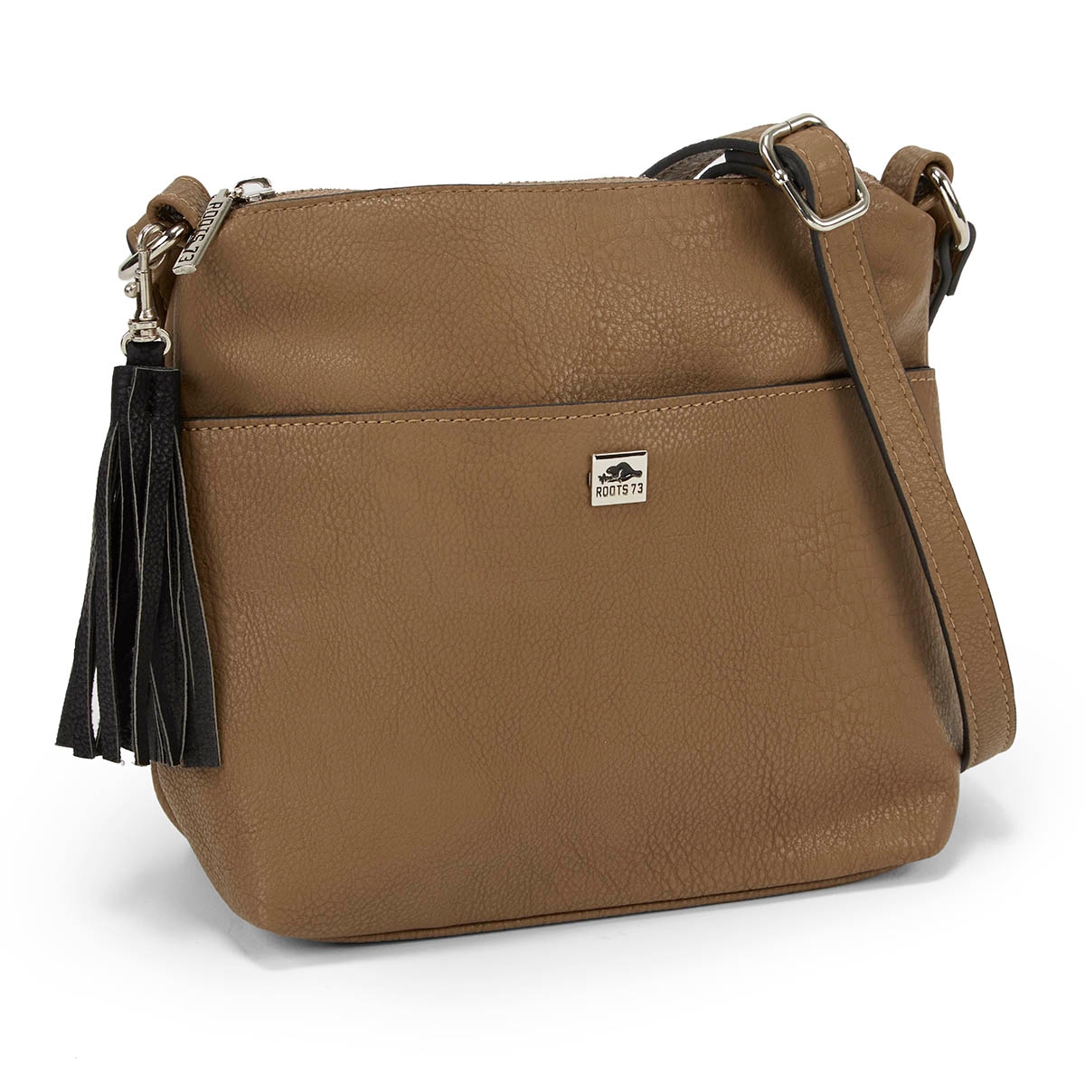 Lds taupe tassel detail cross body bag