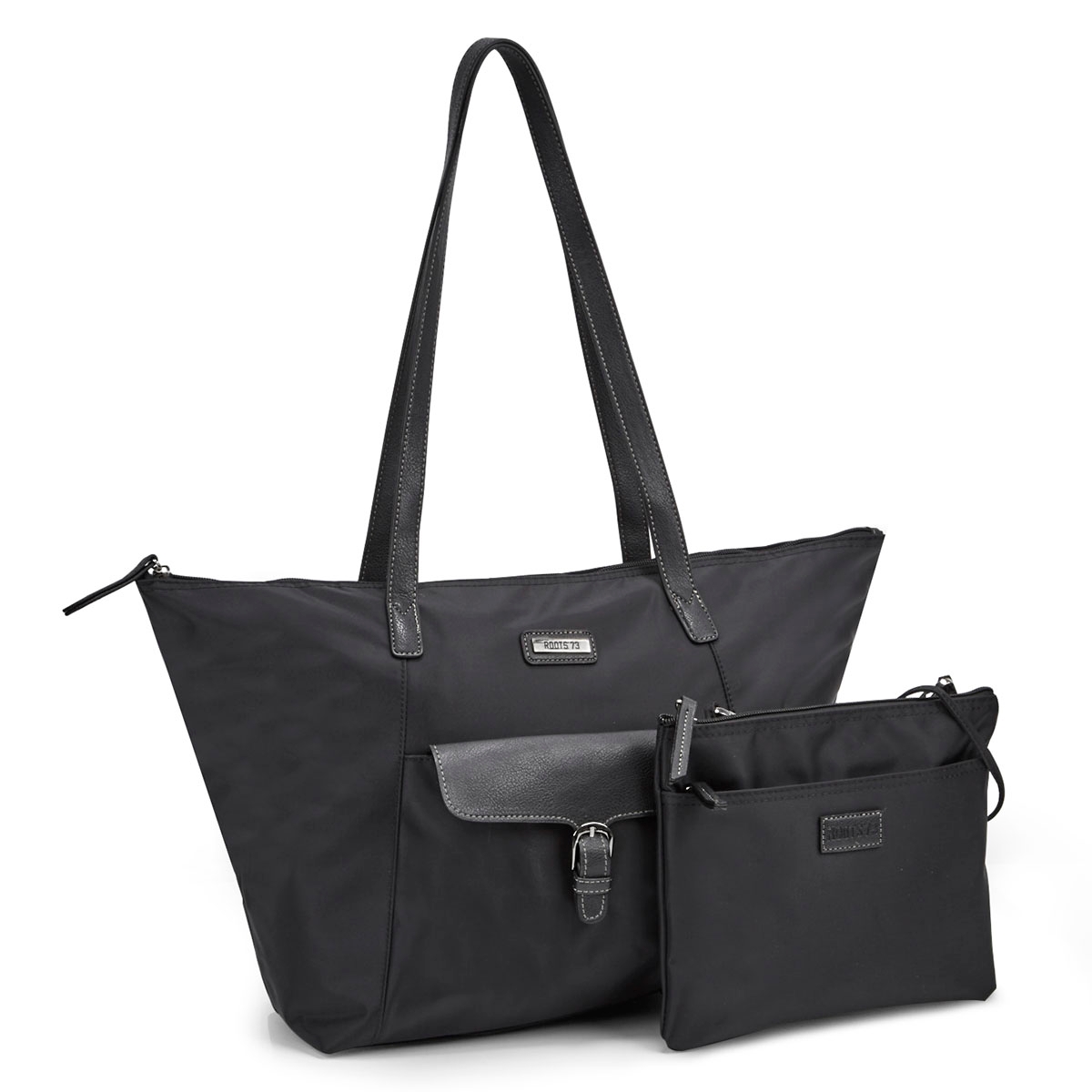 Women's ROOTS73 R4866 black 2 in 1 tote bag