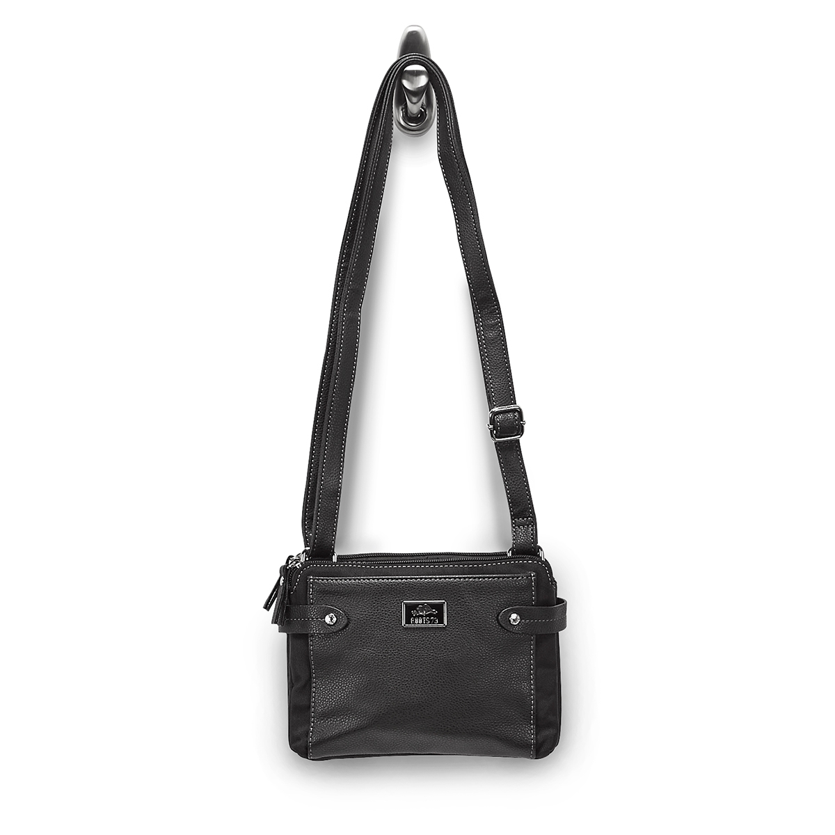 LdsRoots73 blk 2 compartment crossbody