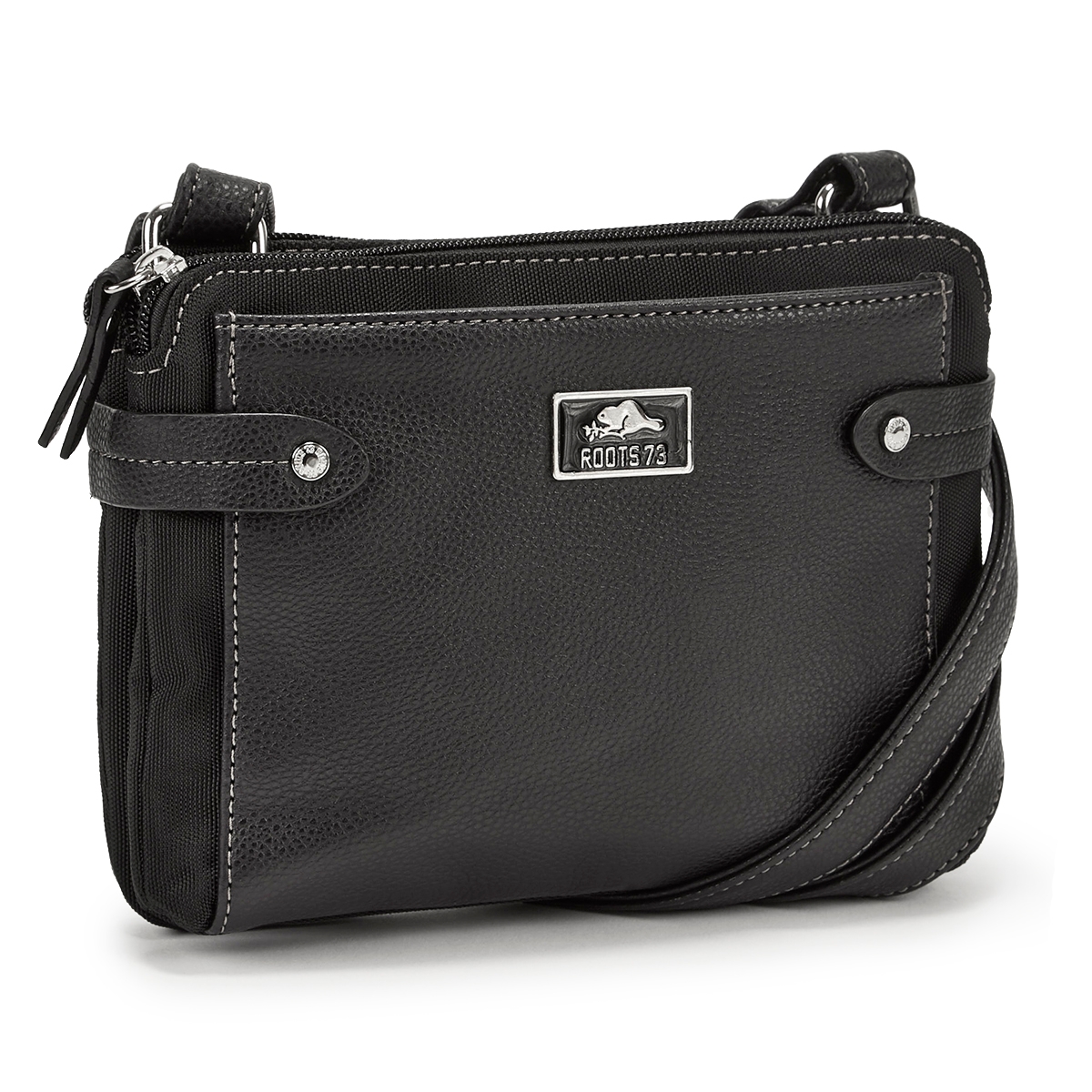 LdsRoots73 blk 2 compartment crossbody
