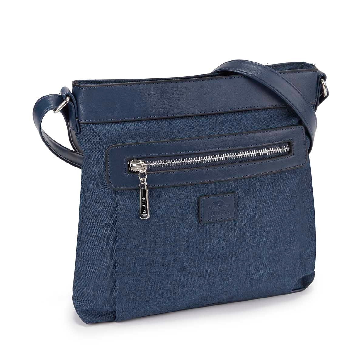 LdsRoots73 navy north south cross body
