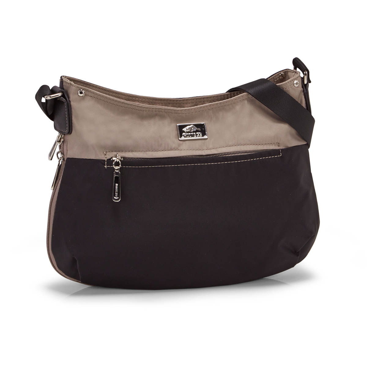 Lds Roots73 bk/tpe top zip crossbody bag