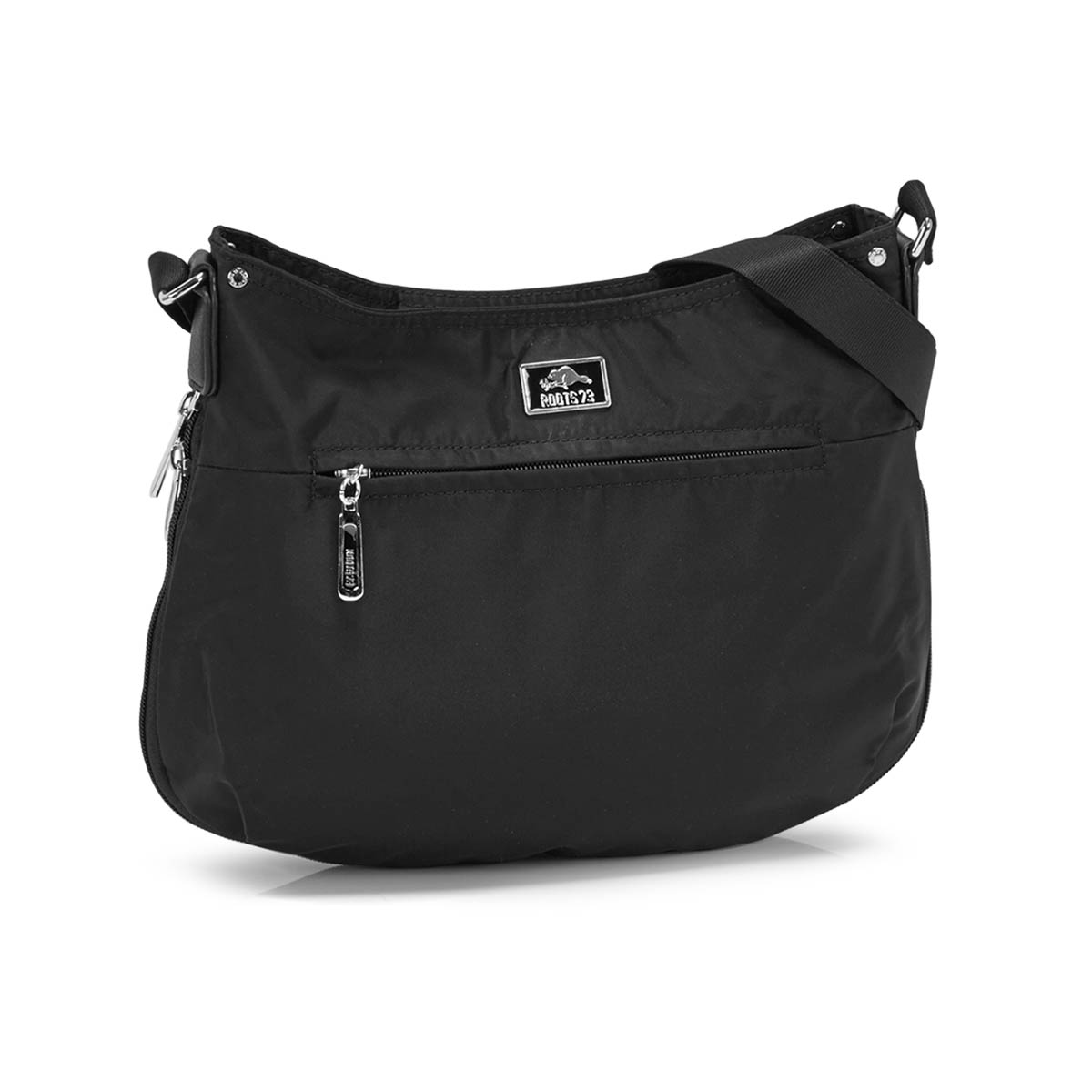 Lds Roots73 blk top zip crossbody bag