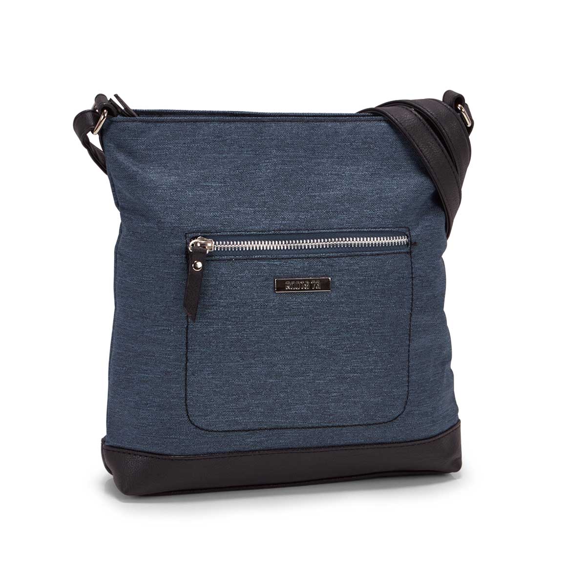 Lds Roots73 denim top zip crossbody bag