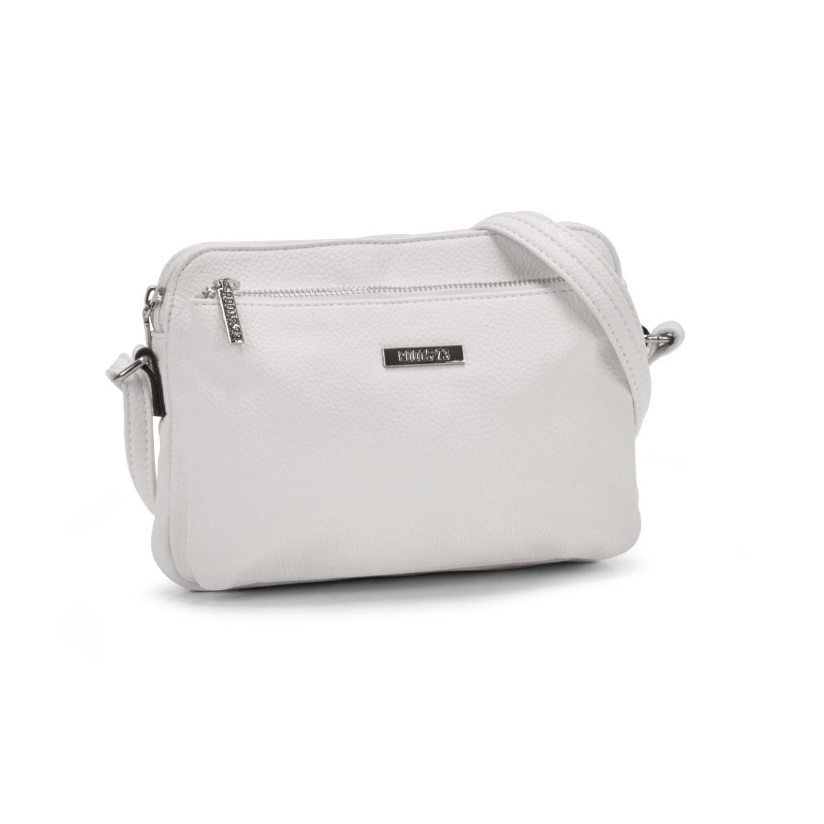 Lds white east/west small crossbody bag