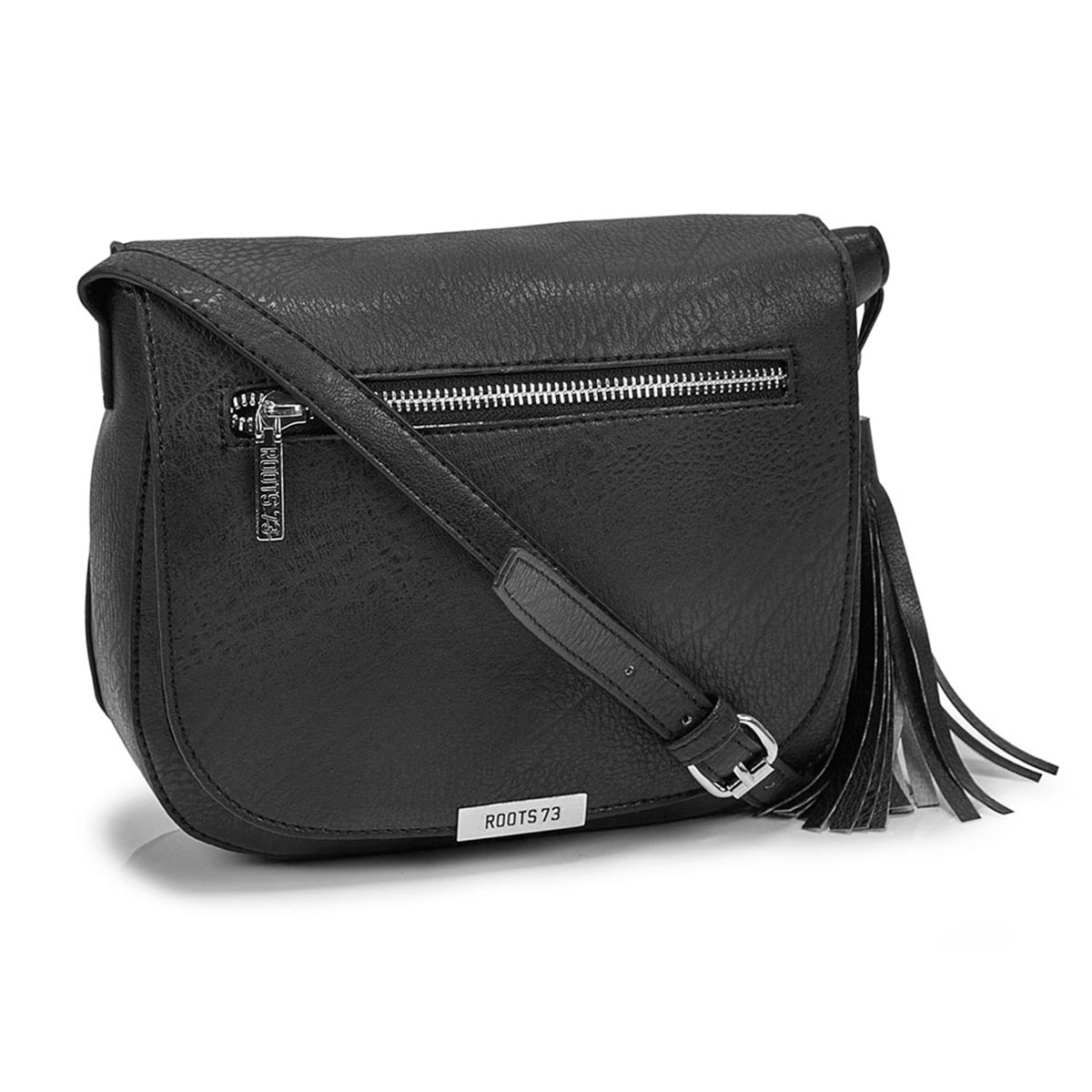Wonen's R5221 black tassel flapover cross body bag