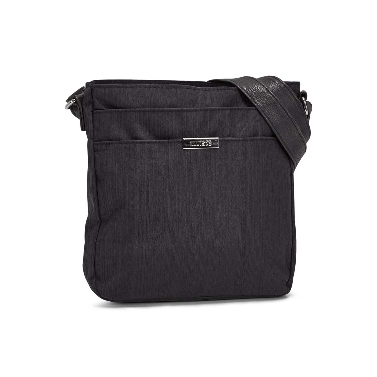 Lds black 2 front pocket crossbody