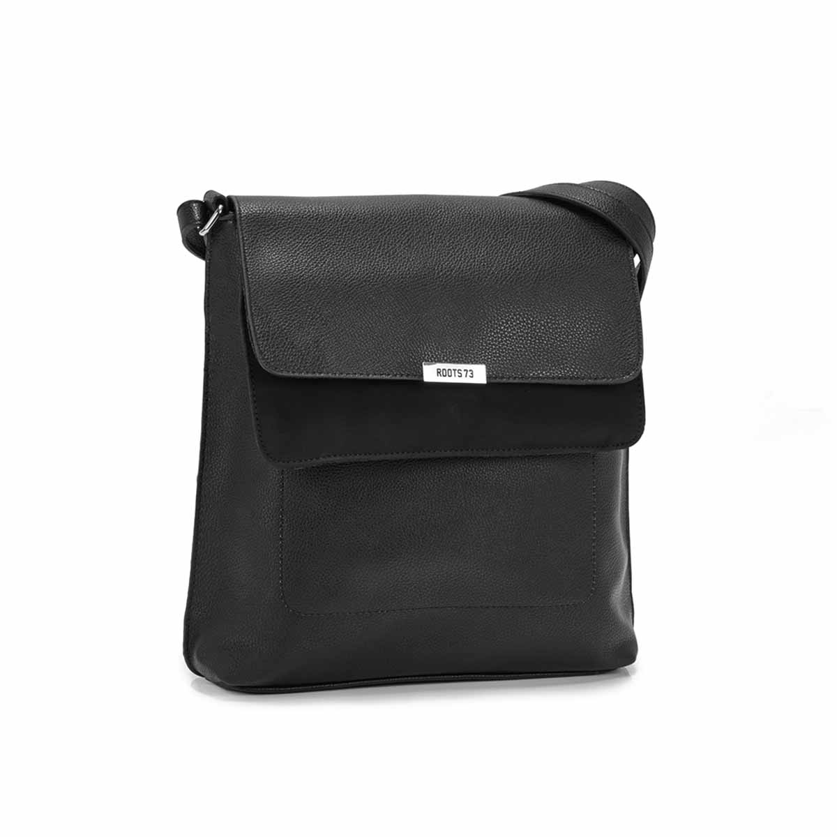 Women's R5347 black double flap crossbody bag