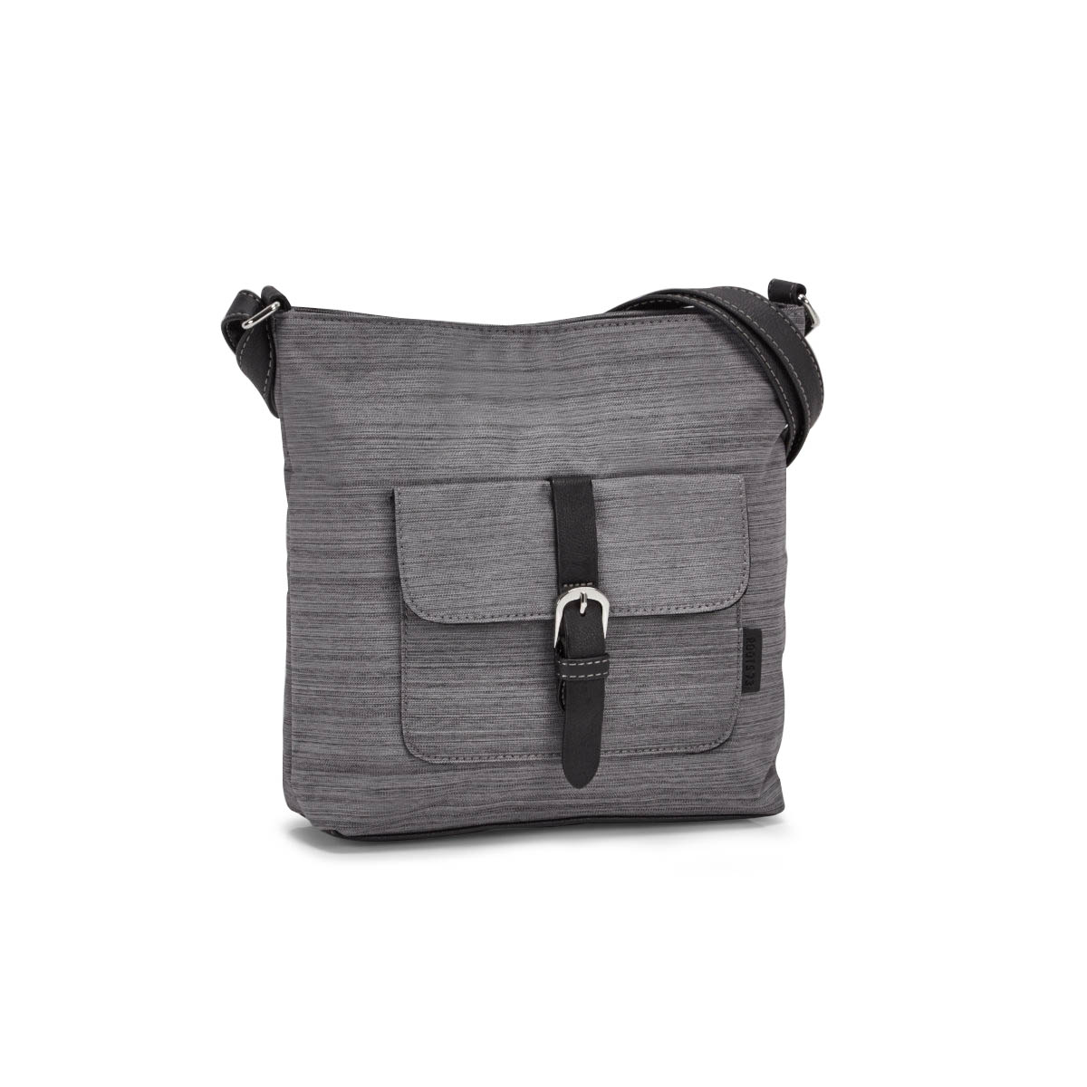 Lds Roots73 grey buckled flap crossbody