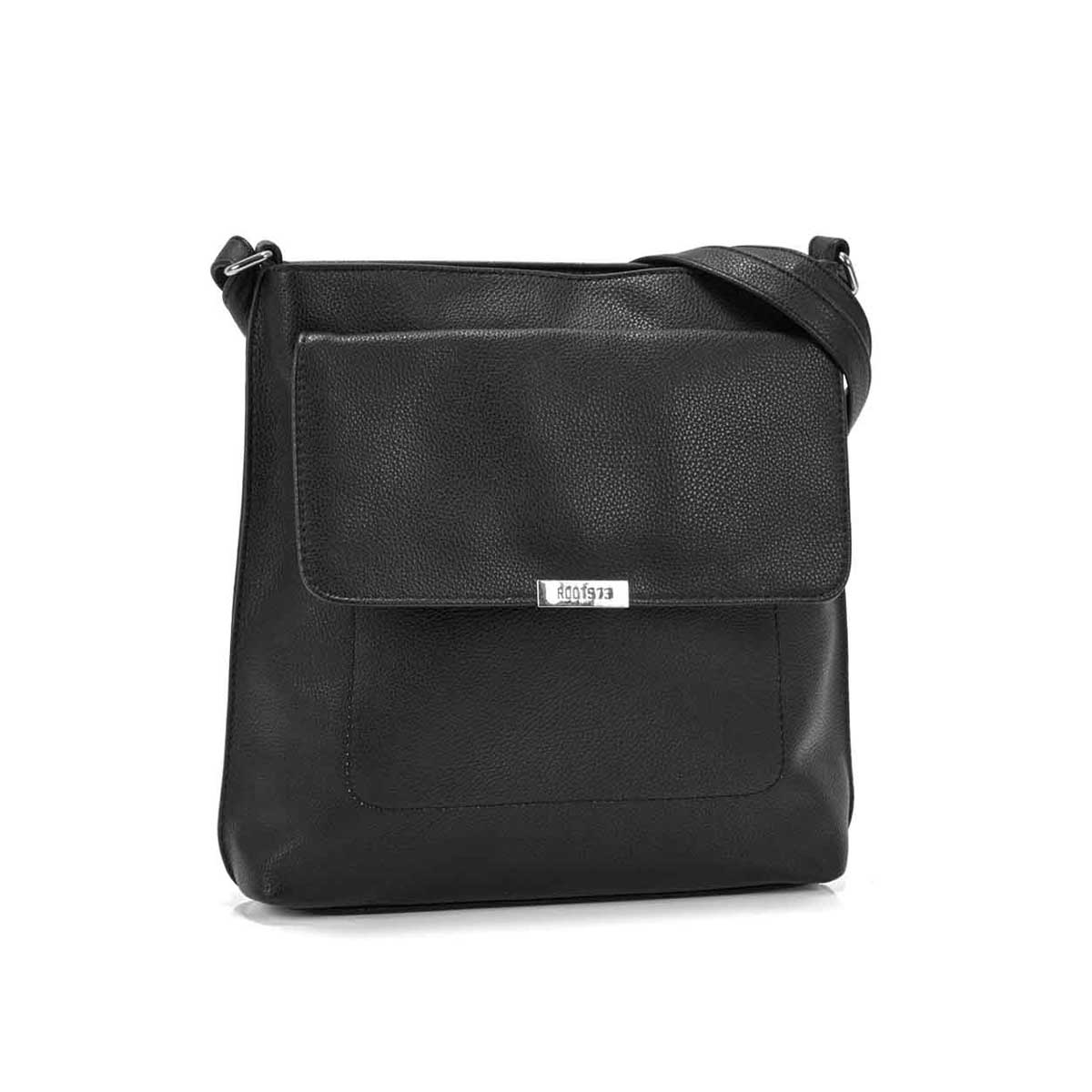 Women's R5431 black front flap crossbody bag