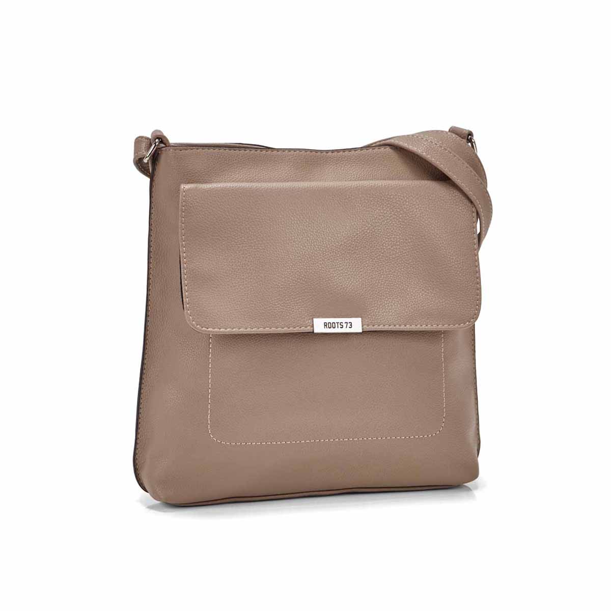 Lds Roots73 taupe front flap crossbody