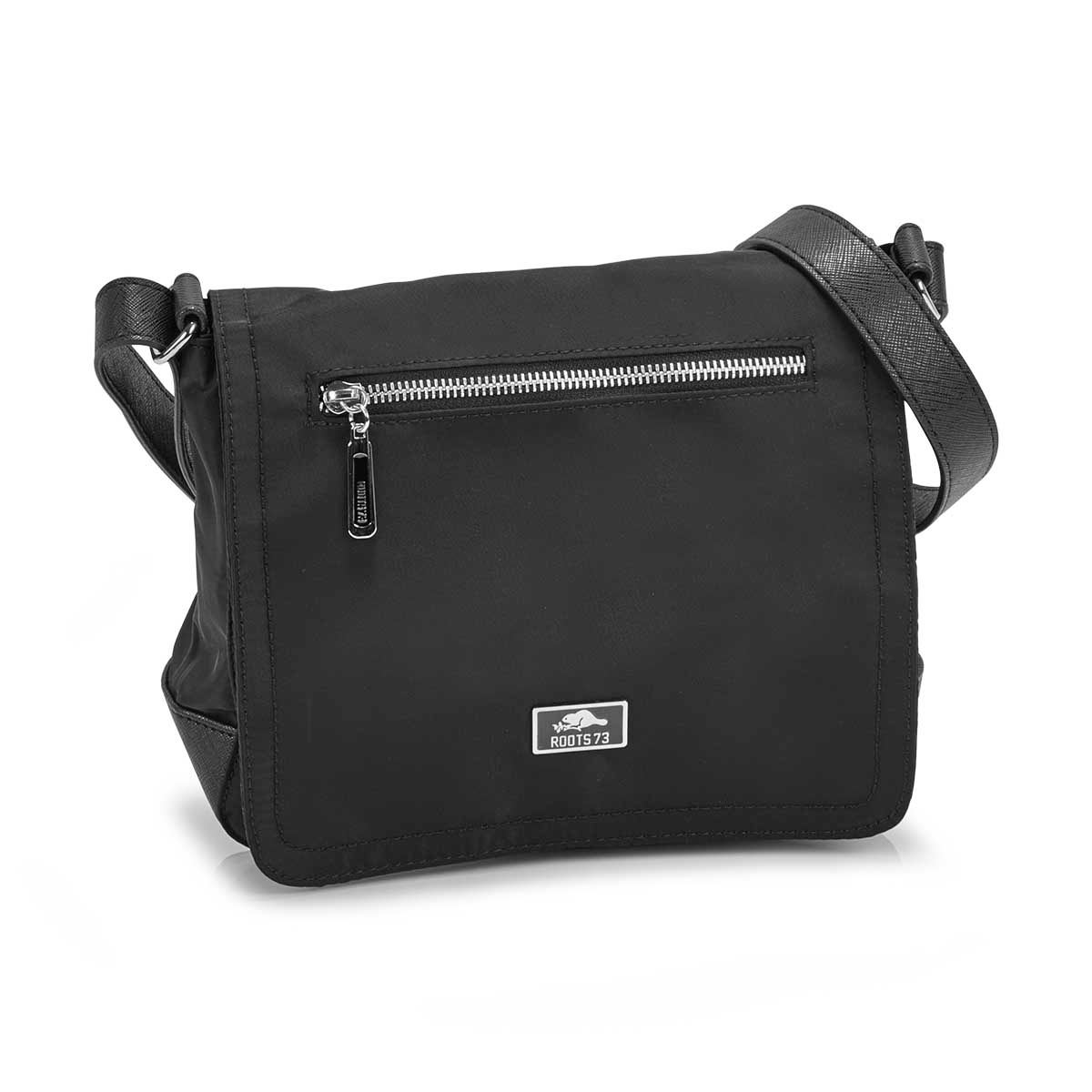Lds Roots73 blk zip flap over crossbody