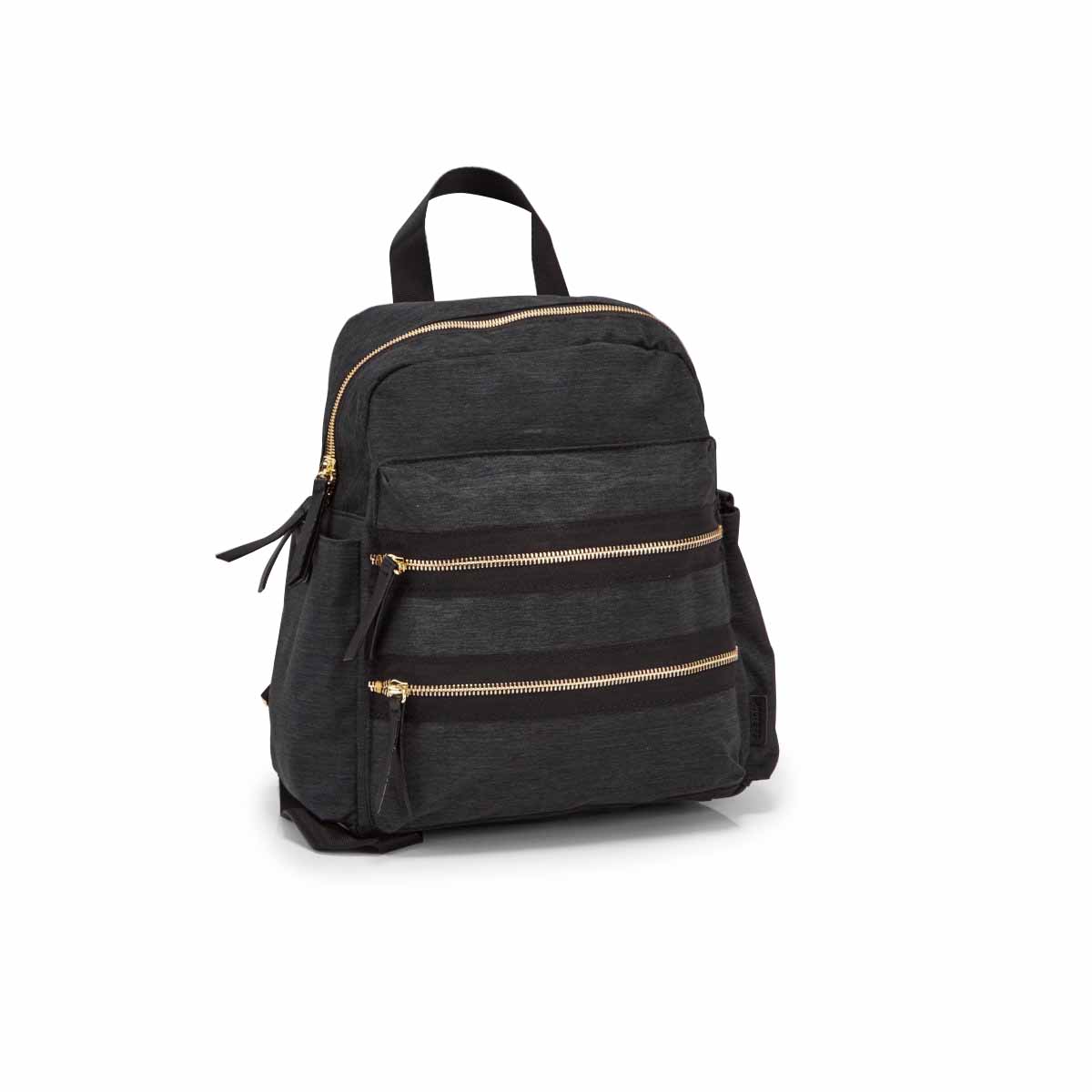 Lds Roots73 blk double zip mini backpack