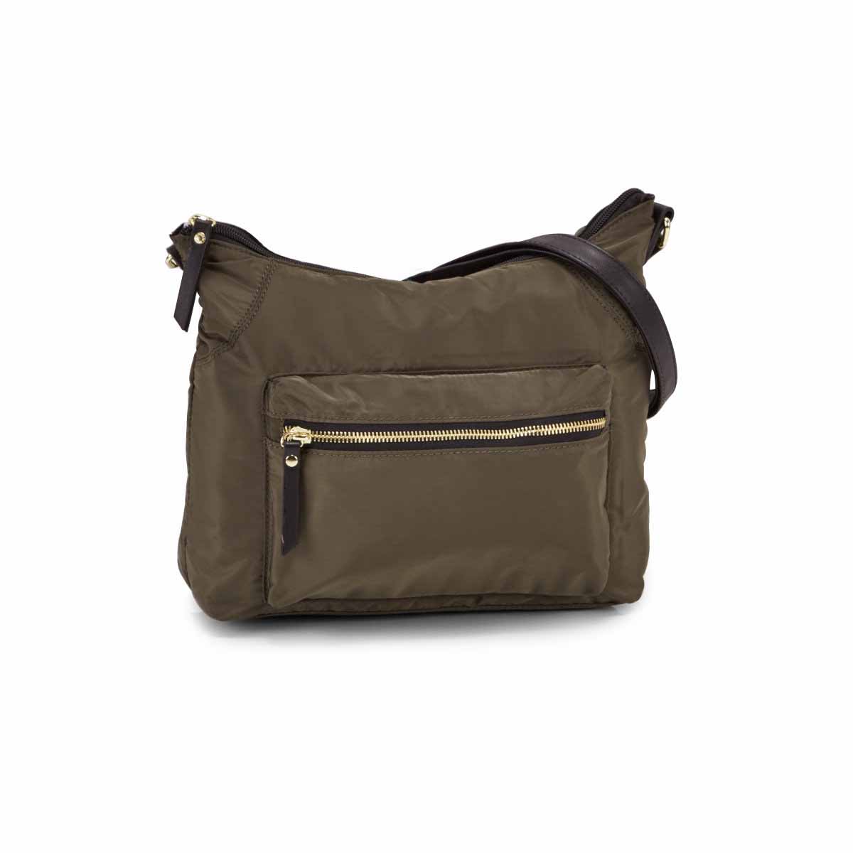 Lds Roots73 khaki top zip hobo bag