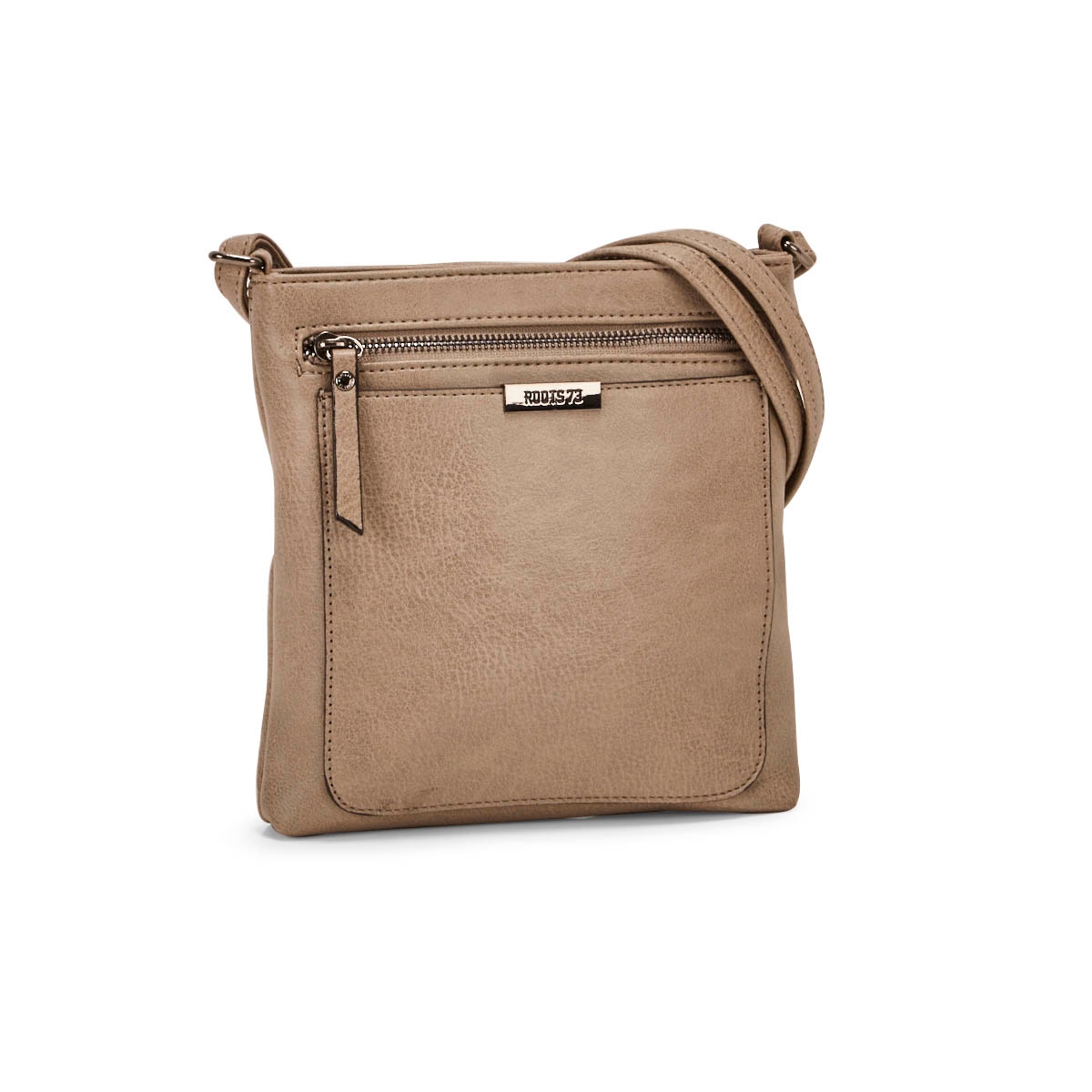 Lds Roots73 taupe top zip crossbody bag
