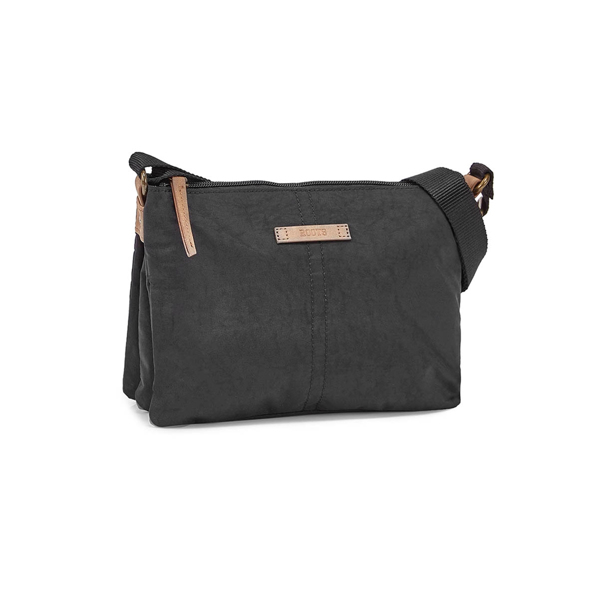 Lds Roots73 blk e/w mlti pocket crossbdy