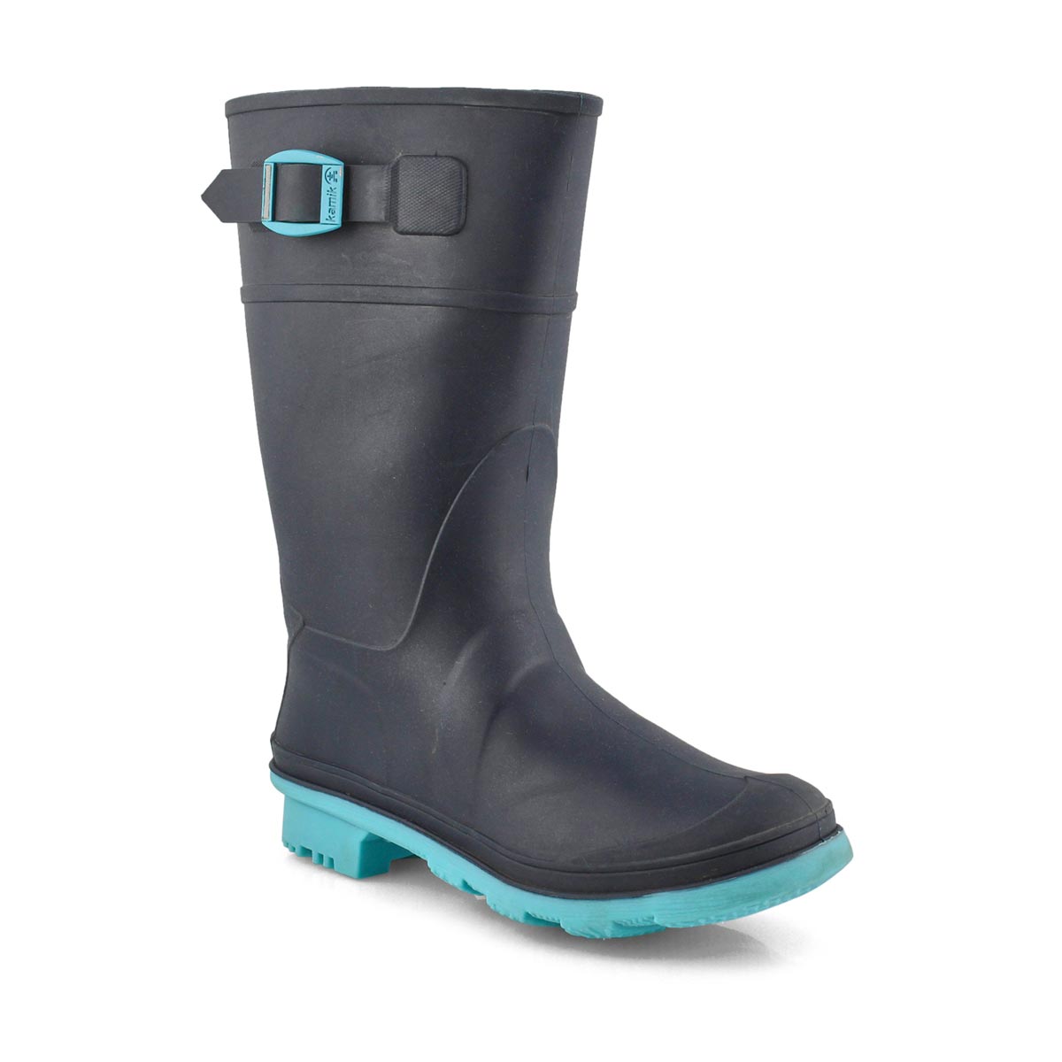 Grls Raindrops navy/teal wtpf rain boot