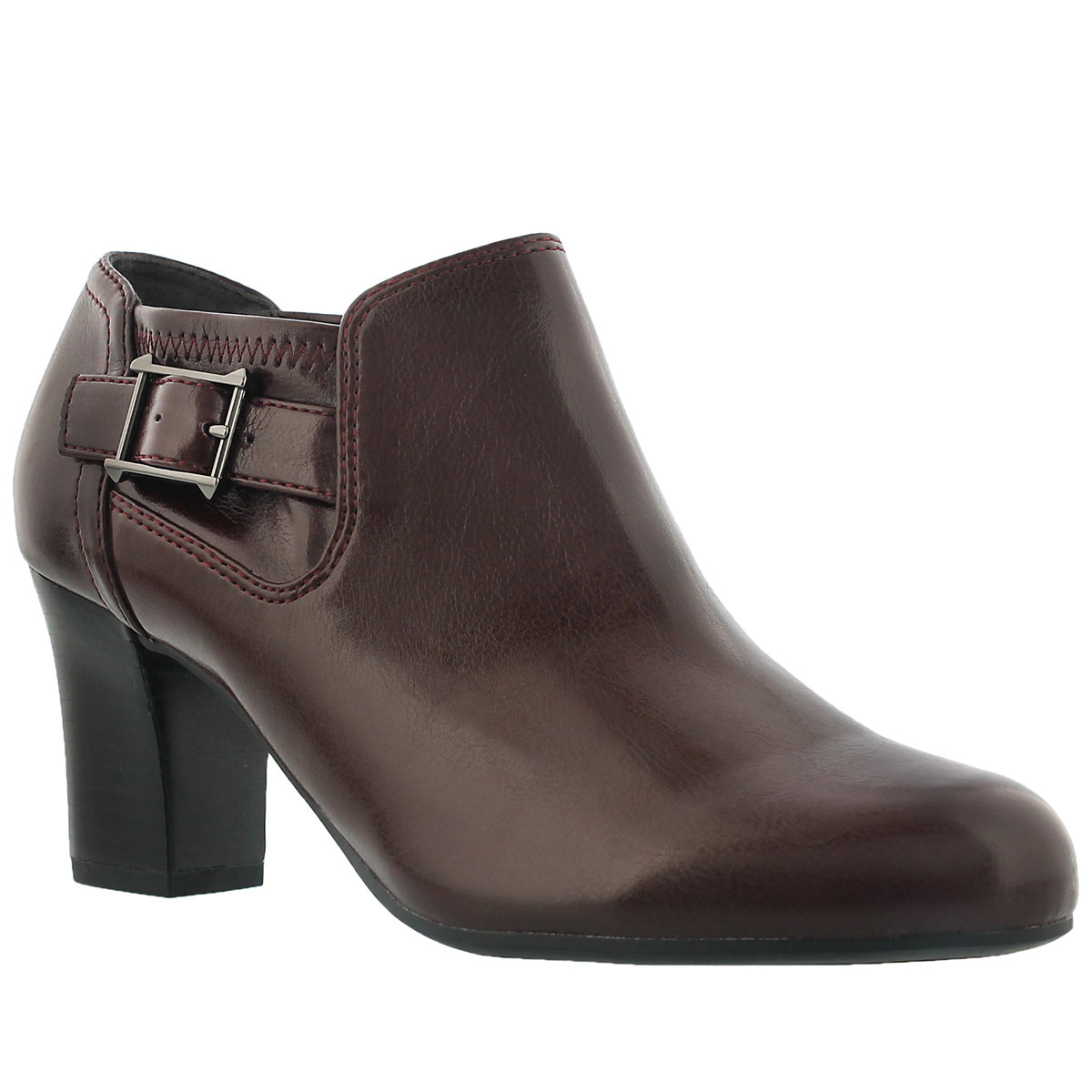 Lds Rapport burgundy buckle dress heel