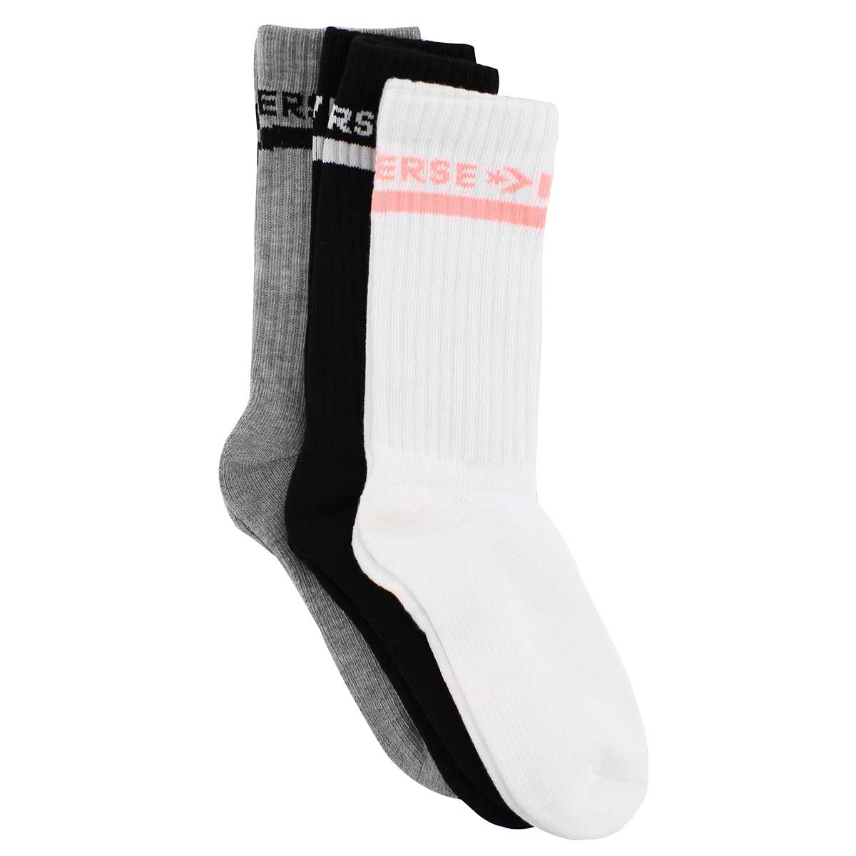 Lds Converse Double Stripe bk/gy/pk 3 pk