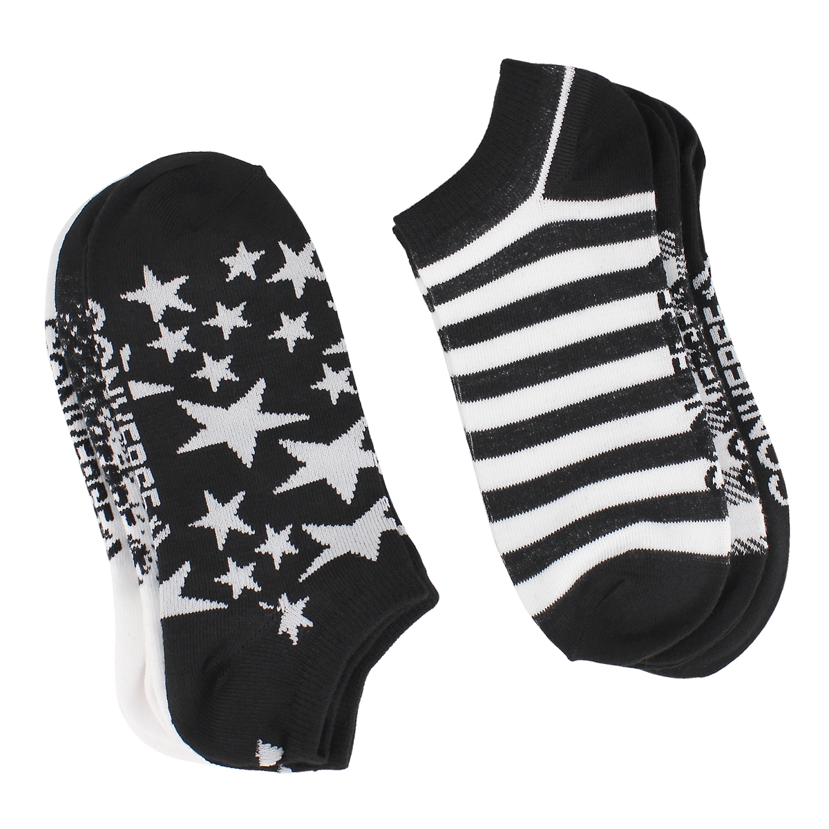 Lds Black-n-White No Show blk/wht 6 pk