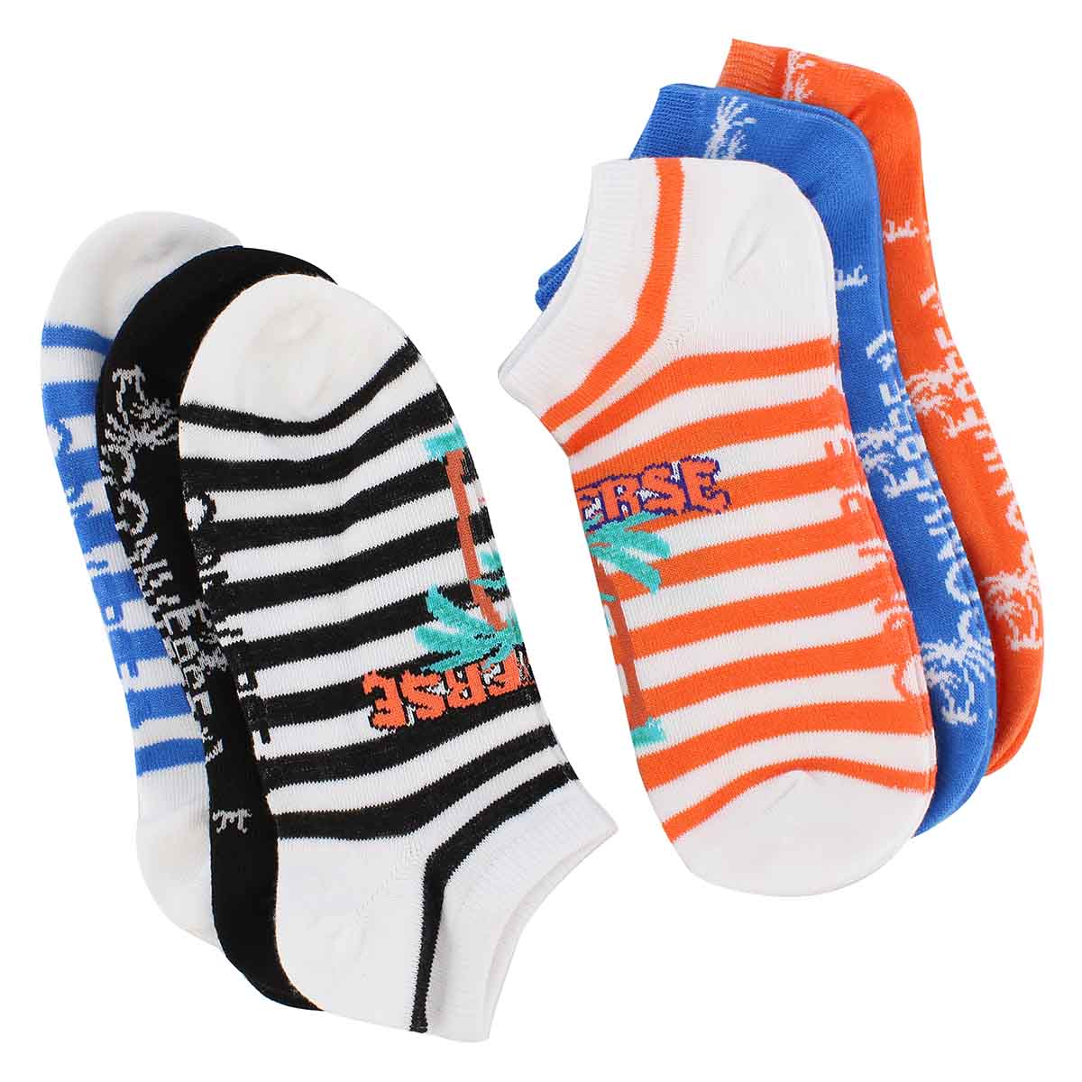 Lds Palm Stripe multi no show 6pk
