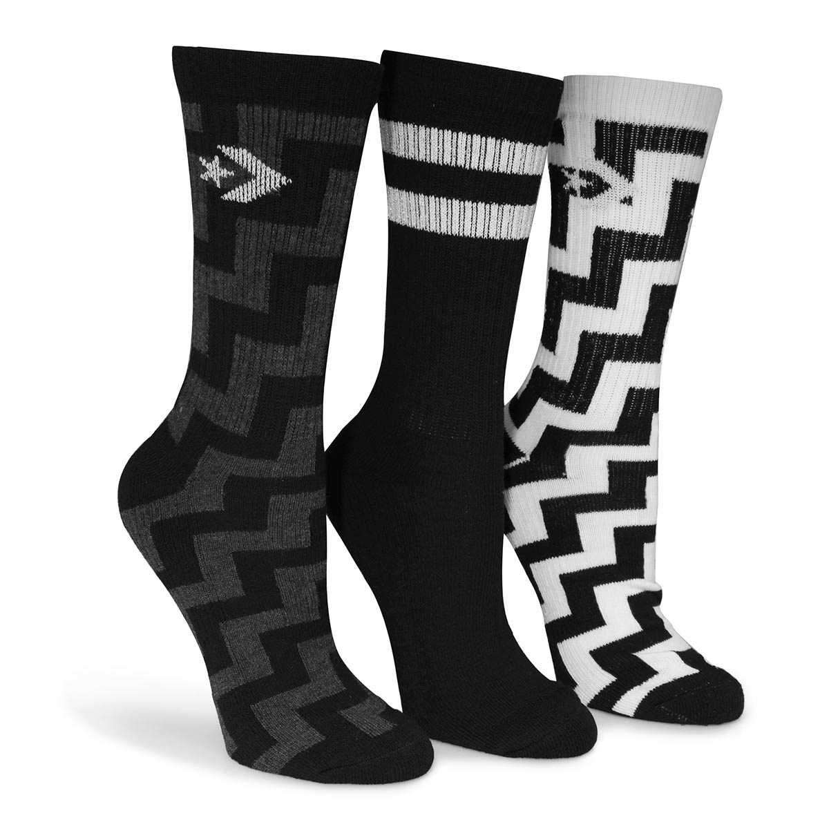 Converse Women's CREW ZIG ZAG black socks 3