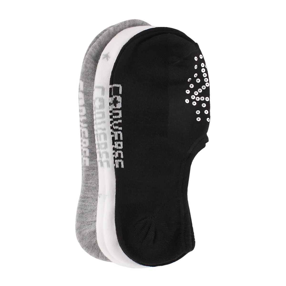 Women's FAUX SEQUIN STAR black sock - 3 pack