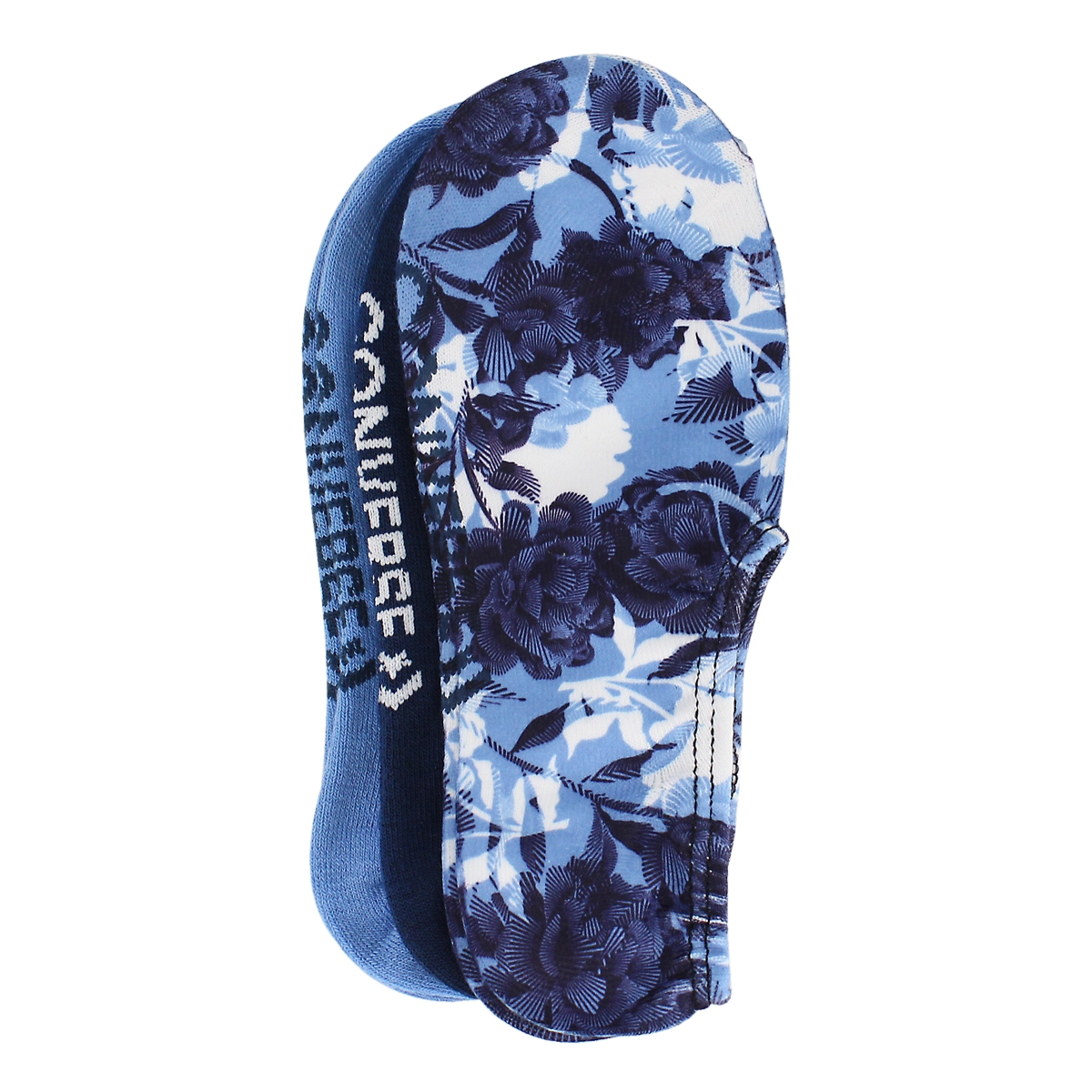 Lds Floral No Show blue print sock 3 pk