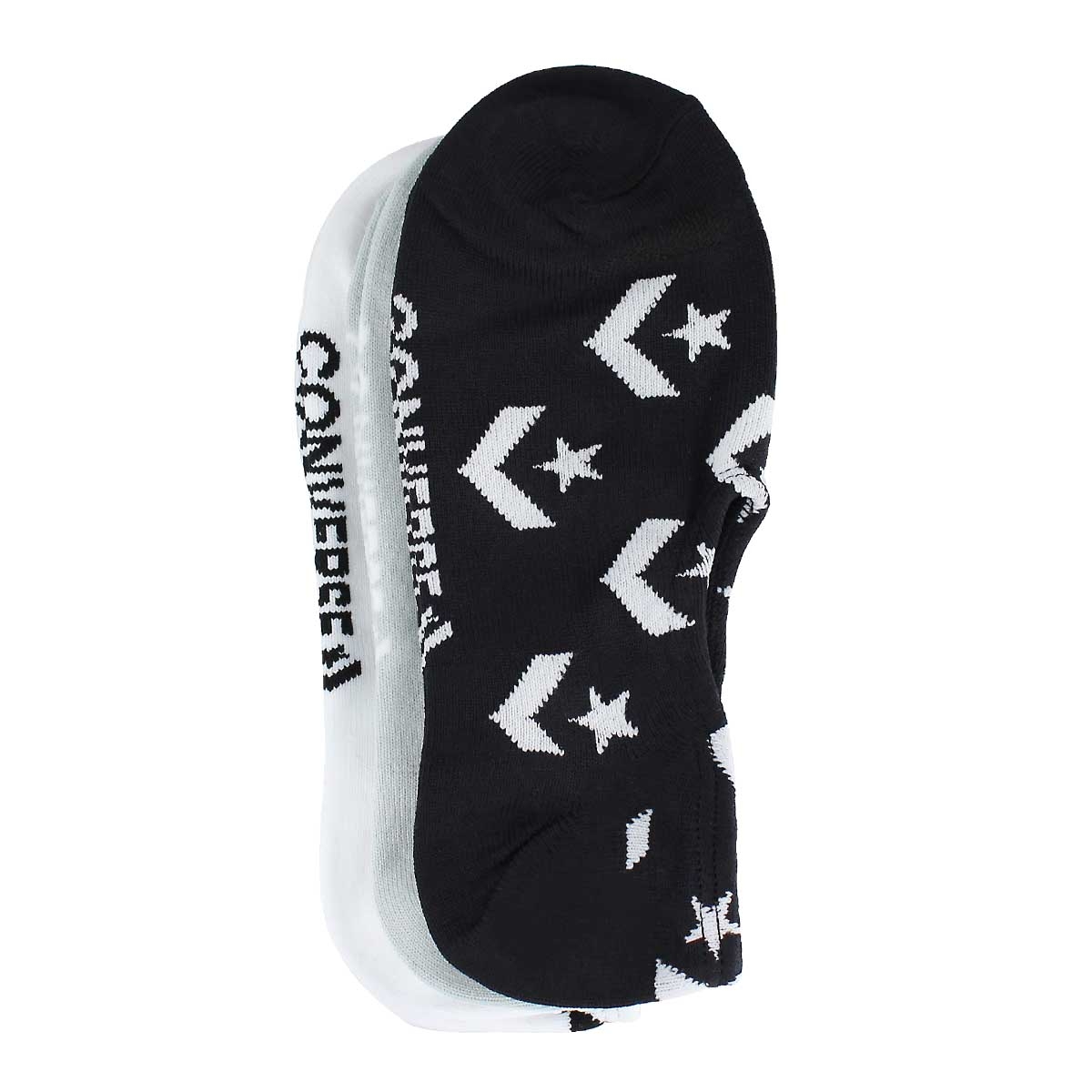 Lds Chevron No Show blk/wht sock 3 pk