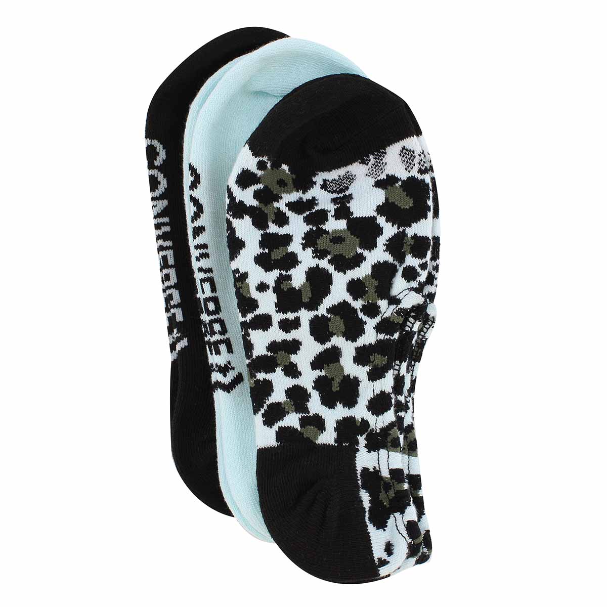 Socq. MiniLeopardKnit-In,blc/nr,3 p.,fem