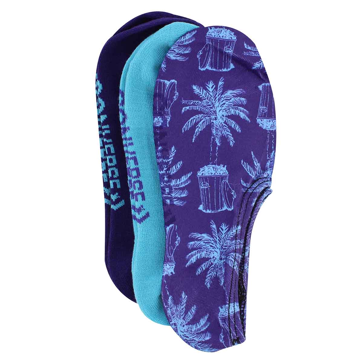Socq. Trash Palm Print, pourpre,3 p.,fem