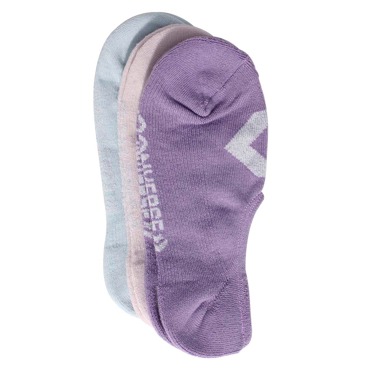 Lds Lurex Star multi no show sock 3 pk