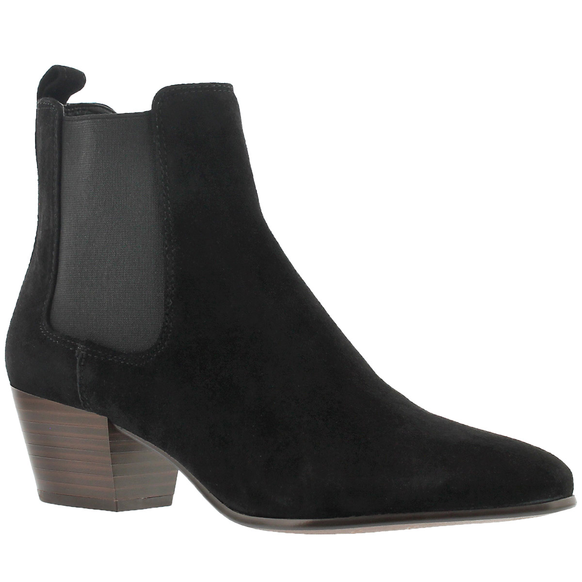 Lds Reesa black suede slip on bootie