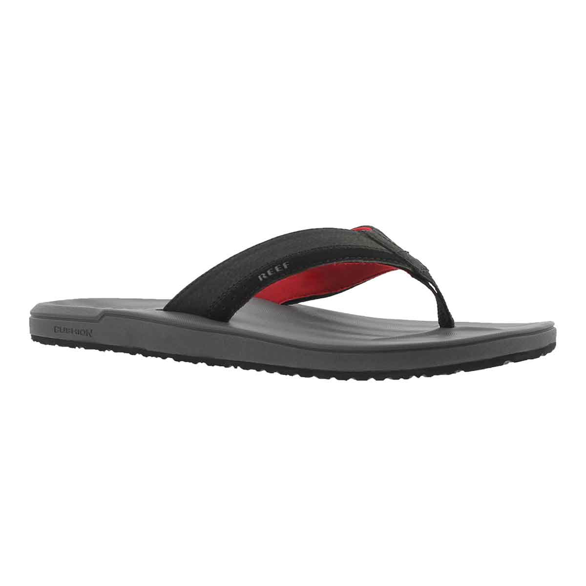 Men's CONTOURED CUSHION grey/red thong sandal