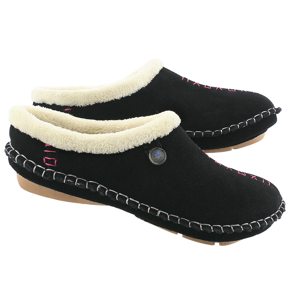 Lds Rosa black closed back slipper