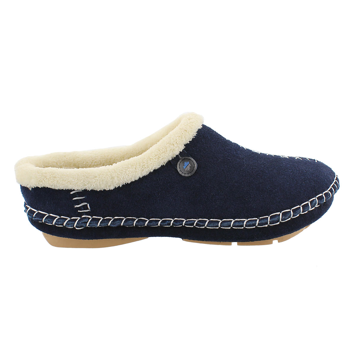Lds Rosa navy closed back slipper