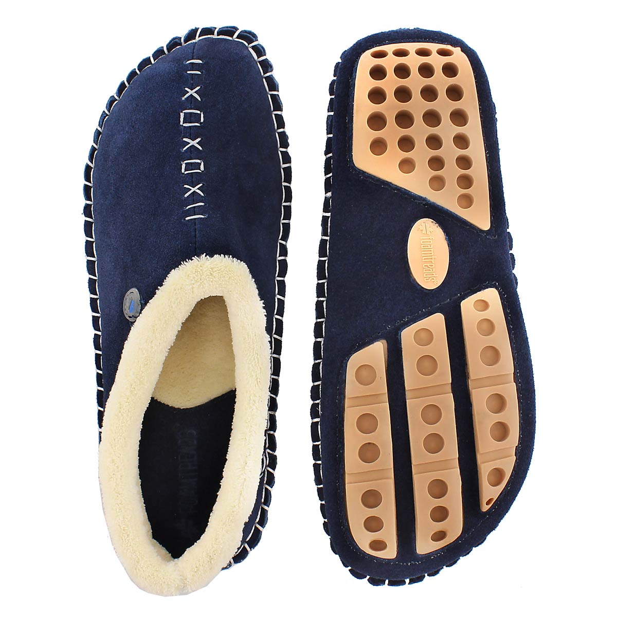 Lds Rosa navy closed back slipper