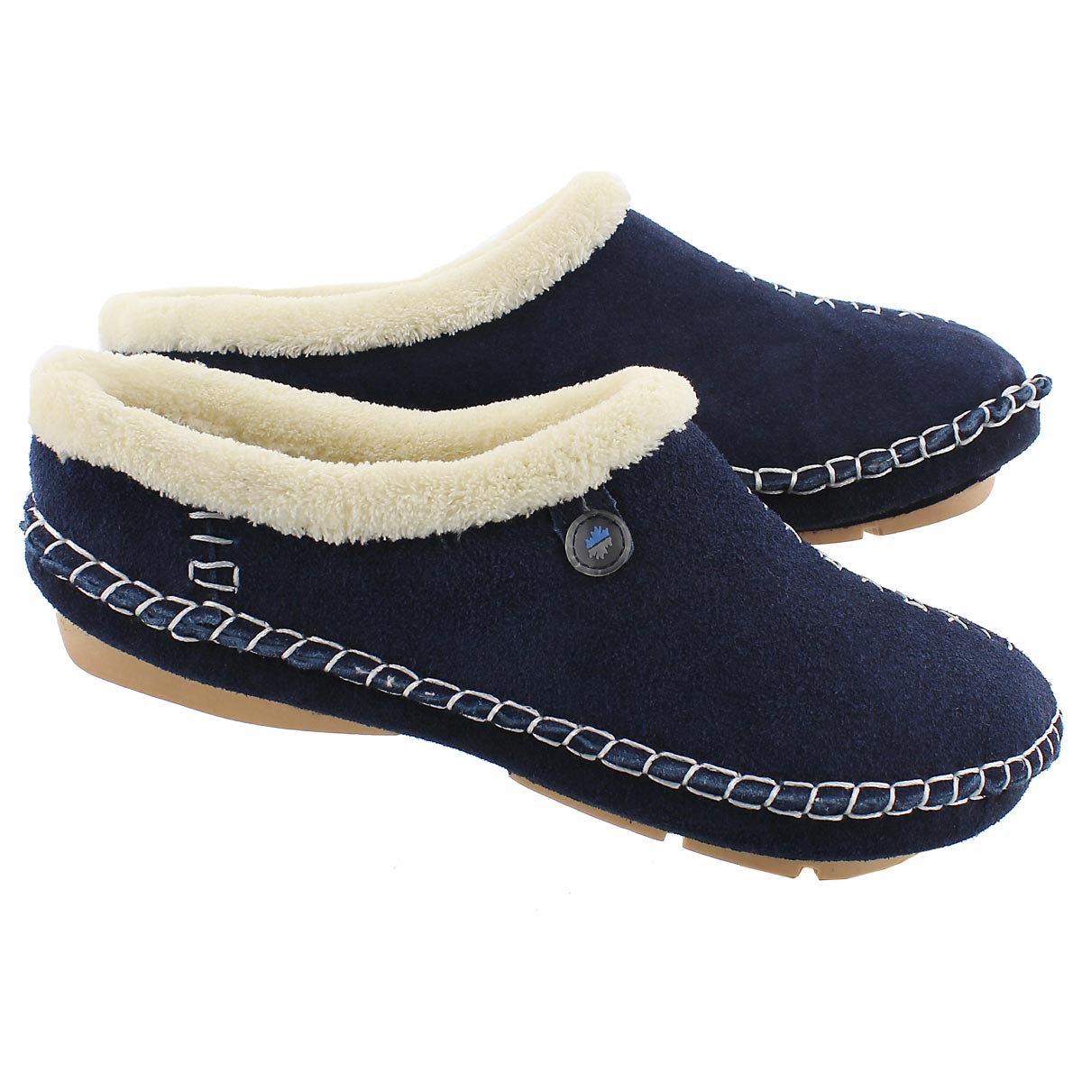 Lds Rosa navy closed back slipper