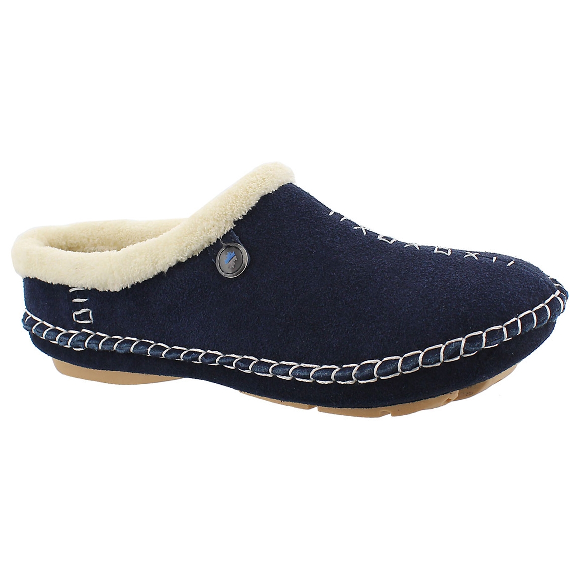 Lds Rosa navy closed back slipper